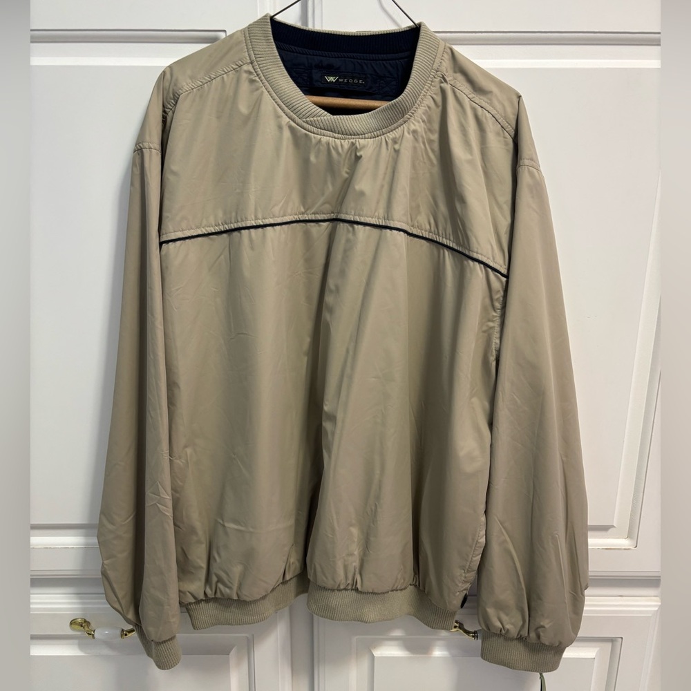 Wedge Golf Beyond Wind Gear Golf Pullover Reversible Navy Tan Jacket NWT Men’s L